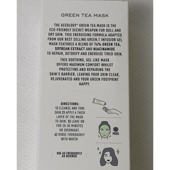 Aceology Green Tea Mask 65ml Clarifies Revitalizes Energizes Skin Skincare NEW - Picture 5 of 9